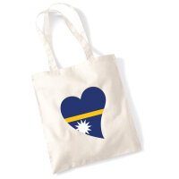 Jutebeutel Nauru Flagge Herz 10 Liter