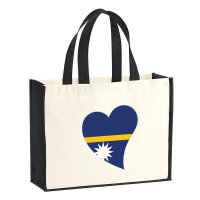 Jutetasche Nauru Flagge Herz 21 Liter Black