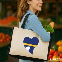 Jutetasche Nauru Flagge Herz 21 Liter Black