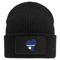 Beanie mit Patch Nauru Flagge Herz Black