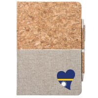 Notizbuch A5 Nauru Flagge Herz 80 Blatt inkl. Kugelschreiber