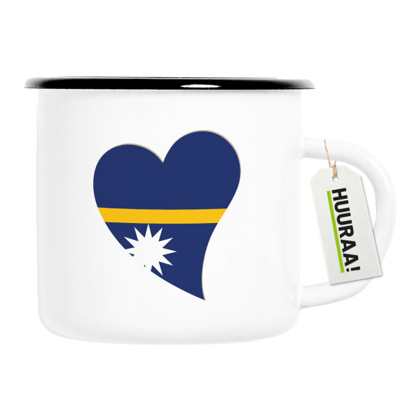 Emaille Tasse Nauru Flagge Herz 300ml Vintage