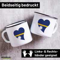 Emaille Tasse Nauru Flagge Herz 300ml Vintage