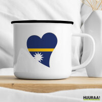Emaille Tasse Nauru Flagge Herz 300ml Vintage