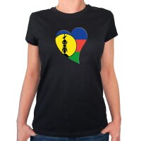 Damen T-Shirt Neukaledonien Flagge Herz