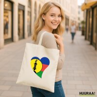 Jutebeutel Neukaledonien Flagge Herz 10 Liter