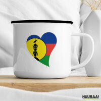 Emaille Tasse Neukaledonien Flagge Herz 300ml Vintage