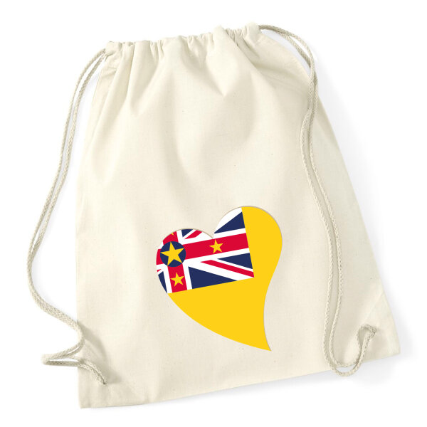 Turnbeutel Niue Flagge Herz 12 Liter