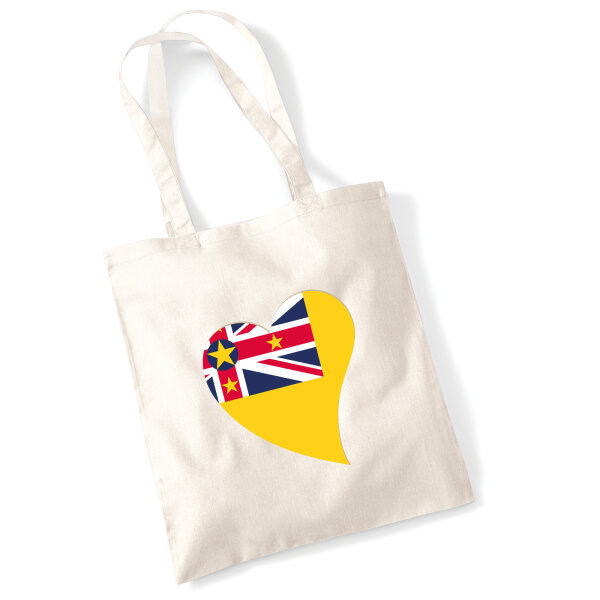 Jutebeutel Niue Flagge Herz 10 Liter