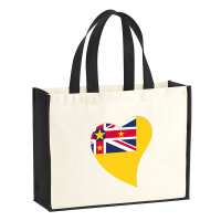 Jutetasche Niue Flagge Herz 21 Liter Black