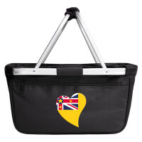 Einkaufskorb faltbar Niue Flagge Herz 20 Liter Black