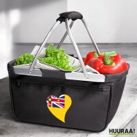 Einkaufskorb faltbar Niue Flagge Herz 20 Liter Black