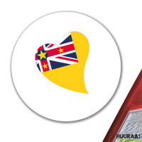 Aufkleber Niue Flagge Herz 10cm rund