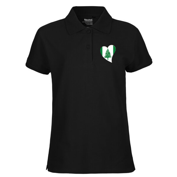Damen Polo Shirt Norfolk Flagge Herz