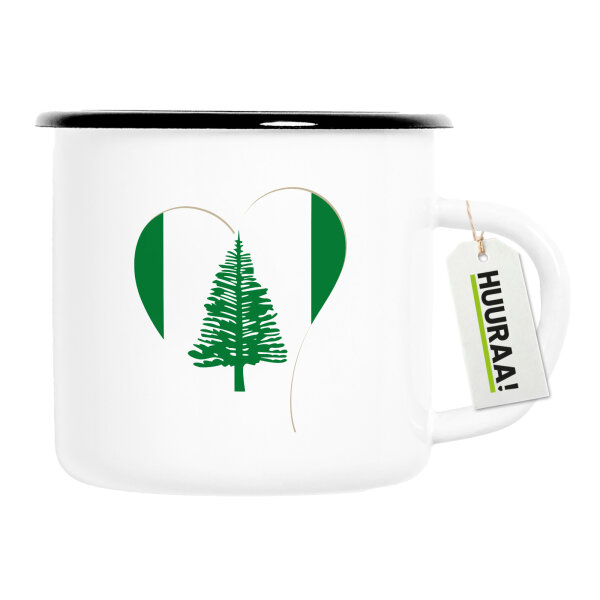Emaille Tasse Norfolk Flagge Herz 300ml Vintage
