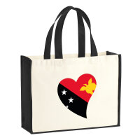 Jutetasche Papua-Neuguinea Flagge Herz 21 Liter Black