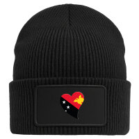 Beanie mit Patch Papua-Neuguinea Flagge Herz Black