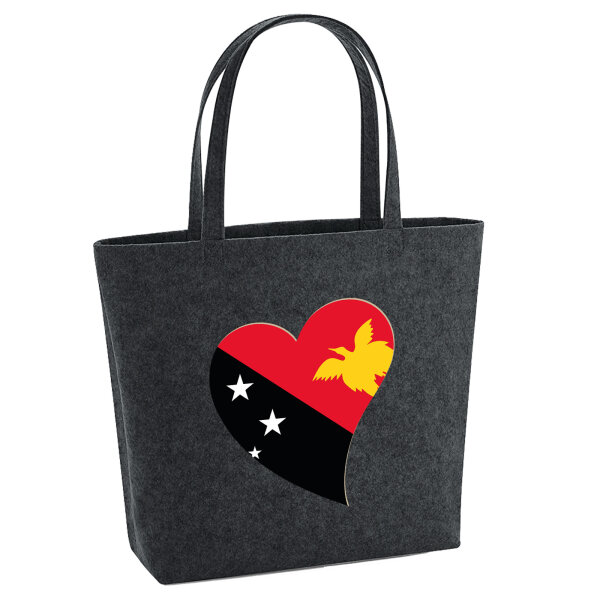 Filz Shopper Papua-Neuguinea Flagge Herz 22 Liter