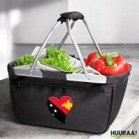 Einkaufskorb faltbar Papua-Neuguinea Flagge Herz 20 Liter...