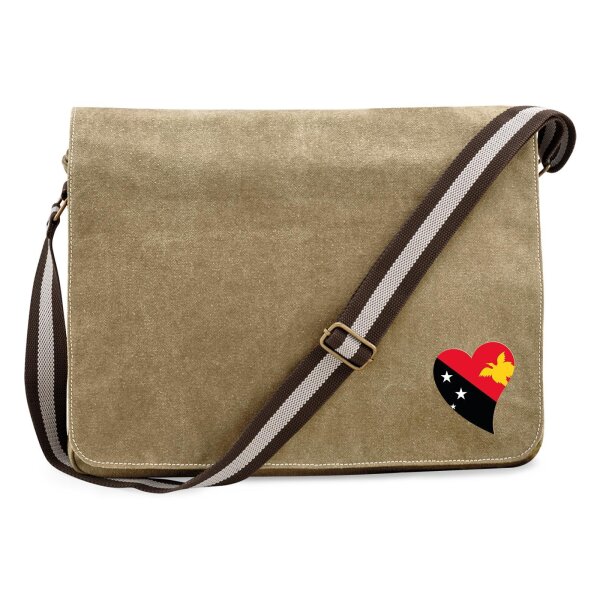 Umhängetasche Papua-Neuguinea Flagge Herz 14 Liter
