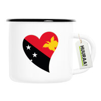 Emaille Tasse Papua-Neuguinea Flagge Herz 300ml Vintage