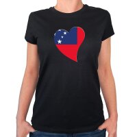 Damen T-Shirt Samoa Flagge Herz