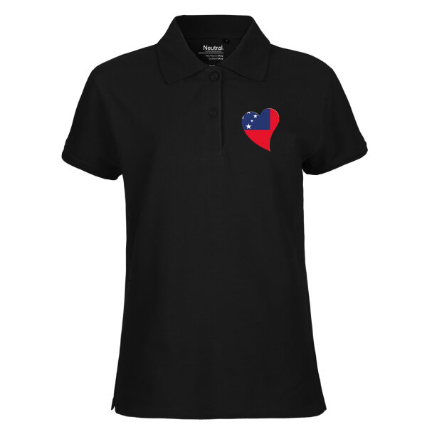 Damen Polo Shirt Samoa Flagge Herz