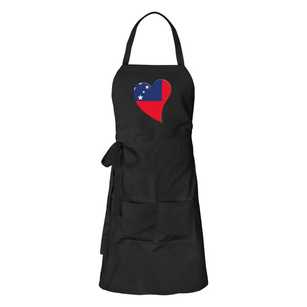 Schürze Samoa Flagge Herz mit Taschen