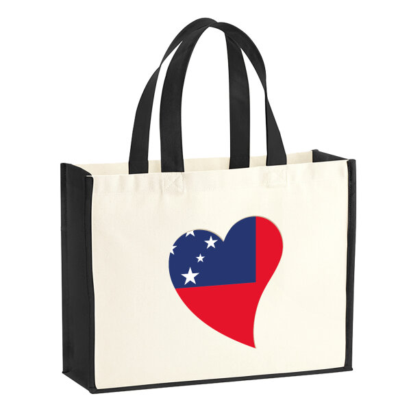 Jutetasche Samoa Flagge Herz 21 Liter Black