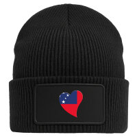 Beanie mit Patch Samoa Flagge Herz Black