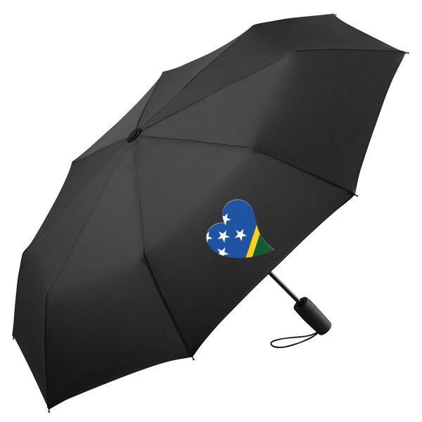 Regenschirm Salomonen Flagge Herz 98cm Schwarz