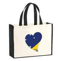 Jutetasche Tokelau Flagge Herz 21 Liter Black