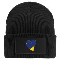 Beanie mit Patch Tokelau Flagge Herz Black