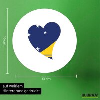 Aufkleber Tokelau Flagge Herz 10cm rund