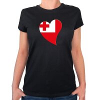 Damen T-Shirt Tonga Flagge Herz