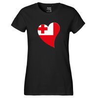 Damen T-Shirt Tonga Flagge Herz