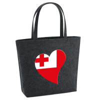 Filz Shopper Tonga Flagge Herz 22 Liter