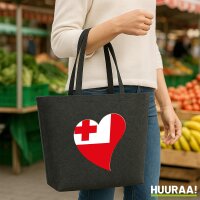 Filz Shopper Tonga Flagge Herz 22 Liter