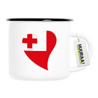 Emaille Tasse Tonga Flagge Herz 300ml Vintage
