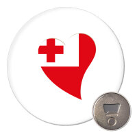 Magnet Tonga Flagge Herz 59mm K&uuml;hlschrankmagnet