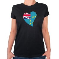 Damen T-Shirt Tuvalu Flagge Herz