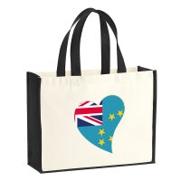 Jutetasche Tuvalu Flagge Herz 21 Liter Black