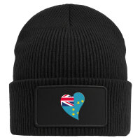 Beanie mit Patch Tuvalu Flagge Herz Black