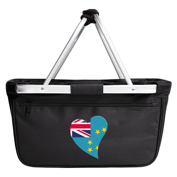 Einkaufskorb faltbar Tuvalu Flagge Herz 20 Liter Black