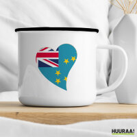 Emaille Tasse Tuvalu Flagge Herz 300ml Vintage