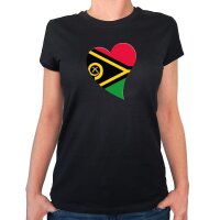 Damen T-Shirt Vanuatu Flagge Herz