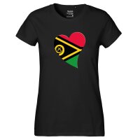 Damen T-Shirt Vanuatu Flagge Herz