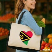 Jutetasche Vanuatu Flagge Herz 21 Liter Black