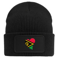 Beanie mit Patch Vanuatu Flagge Herz Black