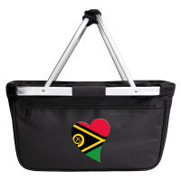 Einkaufskorb faltbar Vanuatu Flagge Herz 20 Liter Black